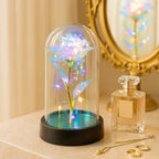 Rose Artificielle sous Cloche LED – Effet Holographique