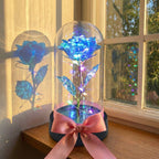 Rose Artificielle sous Cloche LED – Effet Holographique