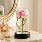 Rose Artificielle sous Cloche LED – Modèle Florya