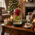 Rose Artificielle sous Cloche LED – Modèle Florya
