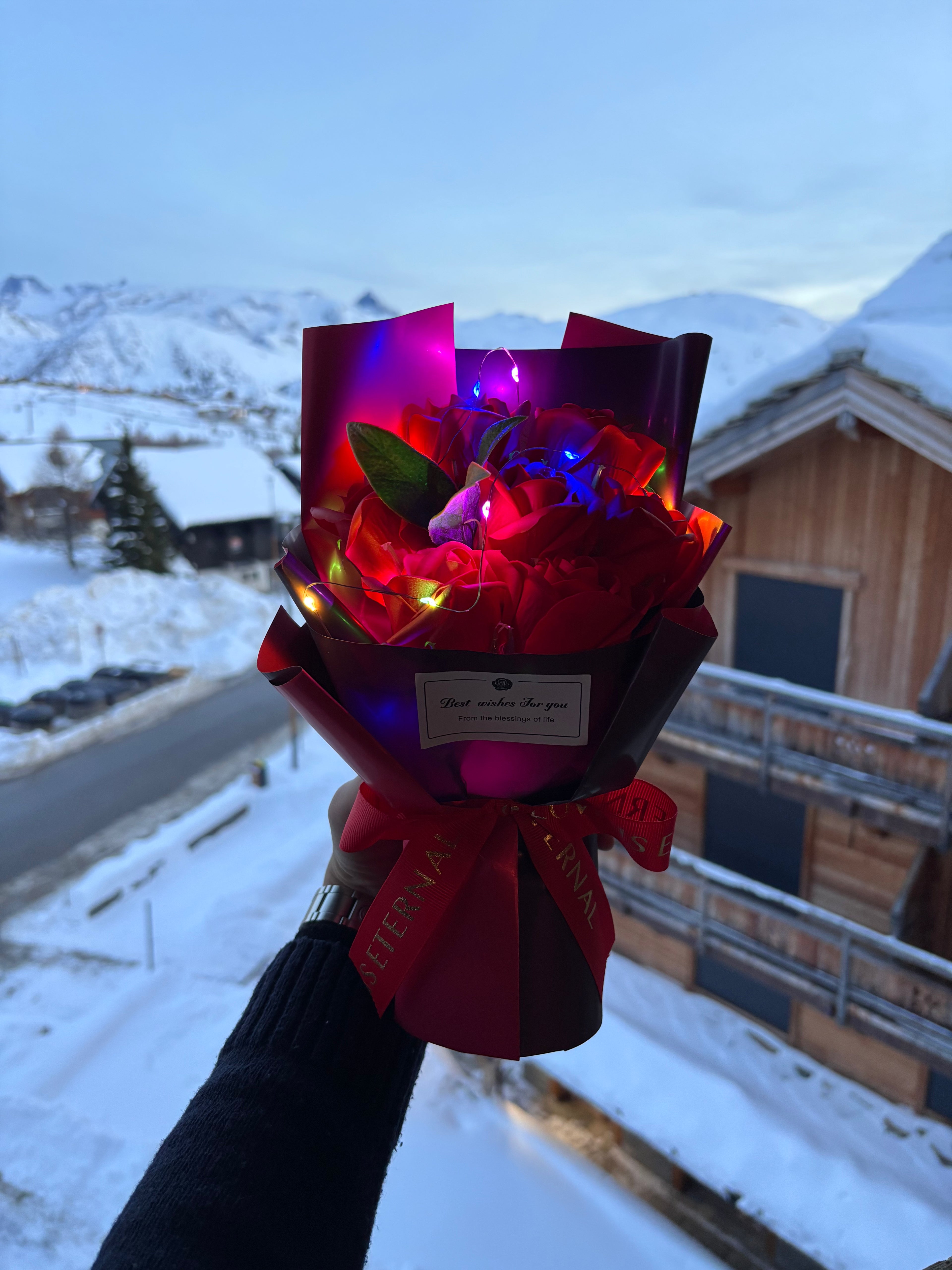 Bouquet de 7 Roses Éternel Artificielle – Lumières LED - 4 coloris