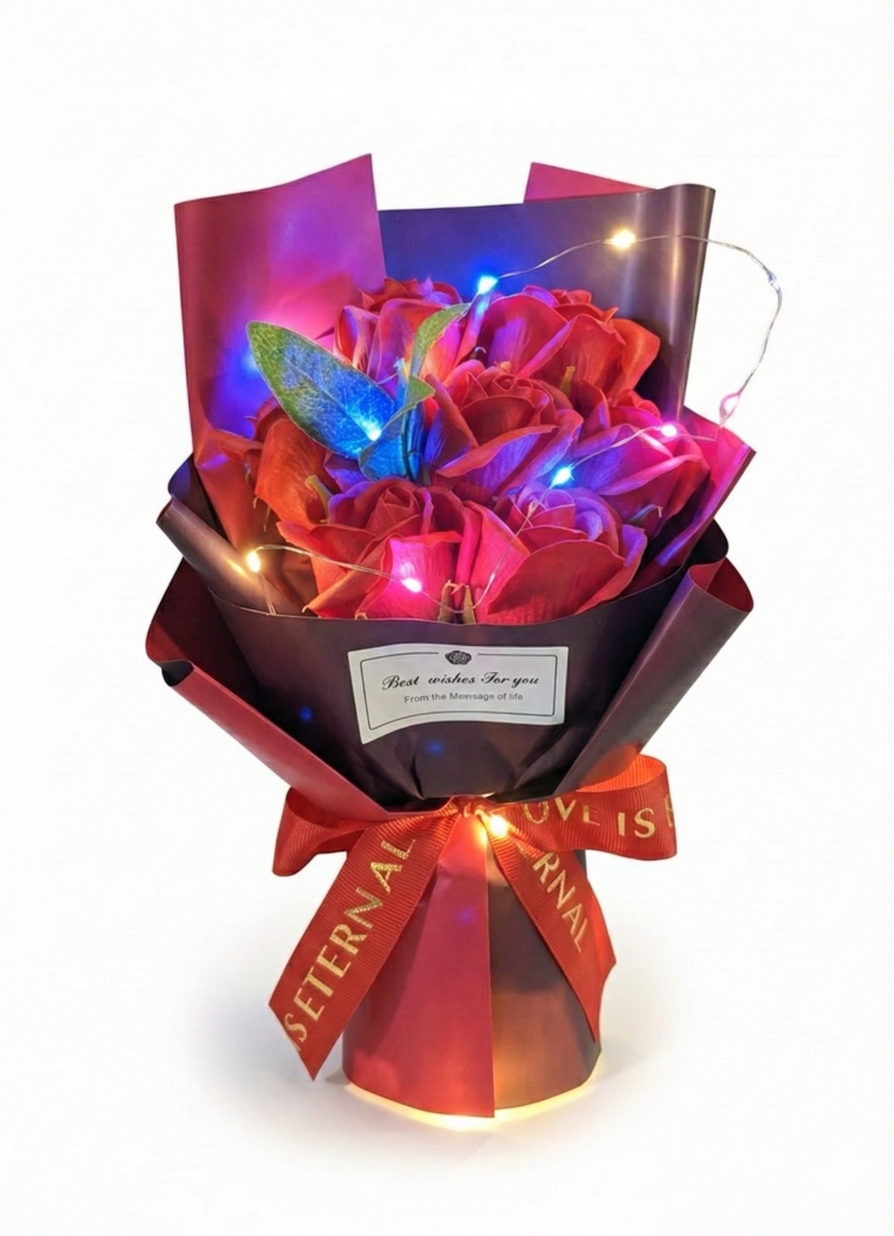 Bouquet de 7 Roses Éternel Artificielle – Lumières LED - 4 coloris