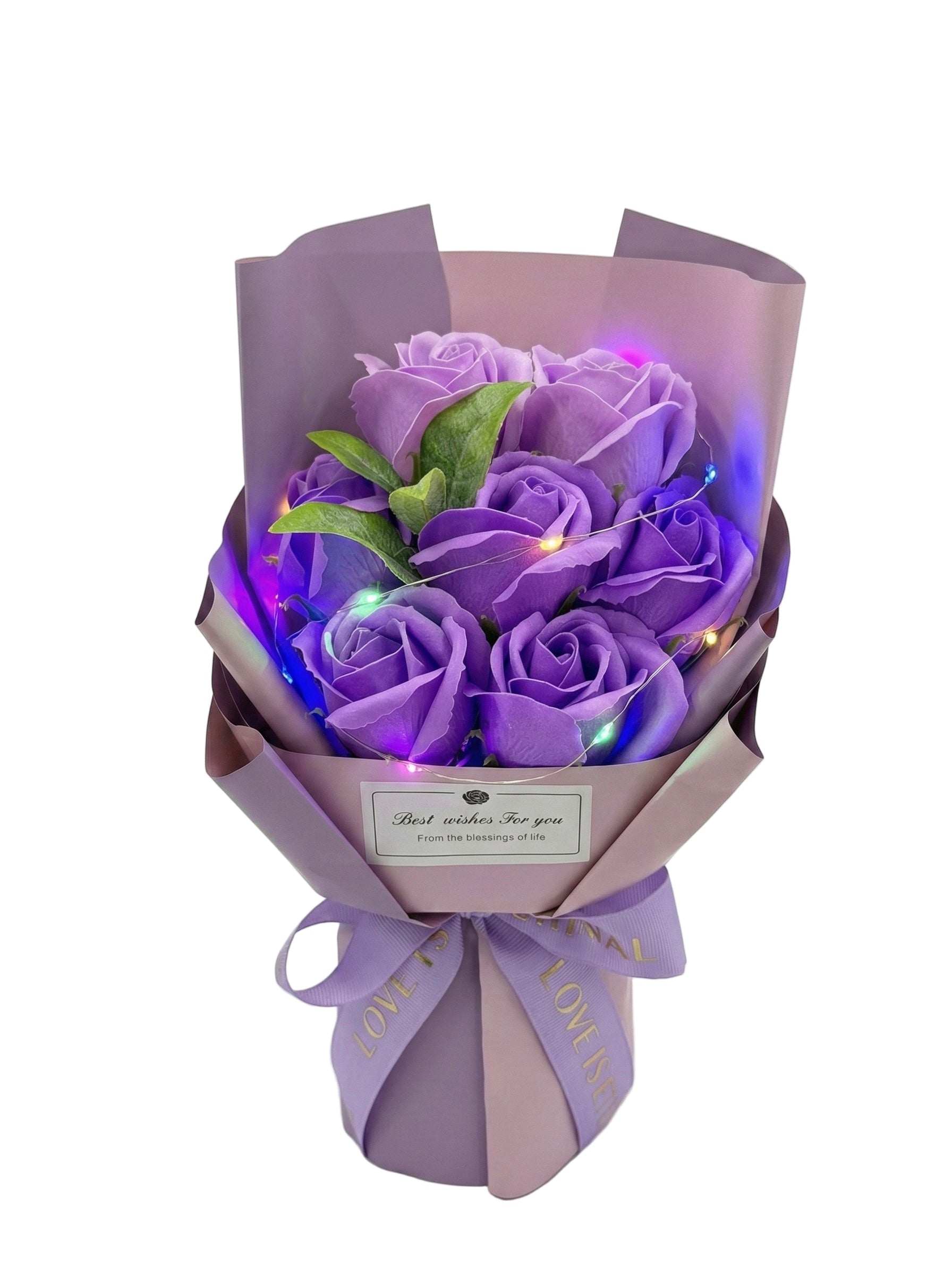 Bouquet de 7 Roses Éternel Artificielle – Lumières LED - 4 coloris