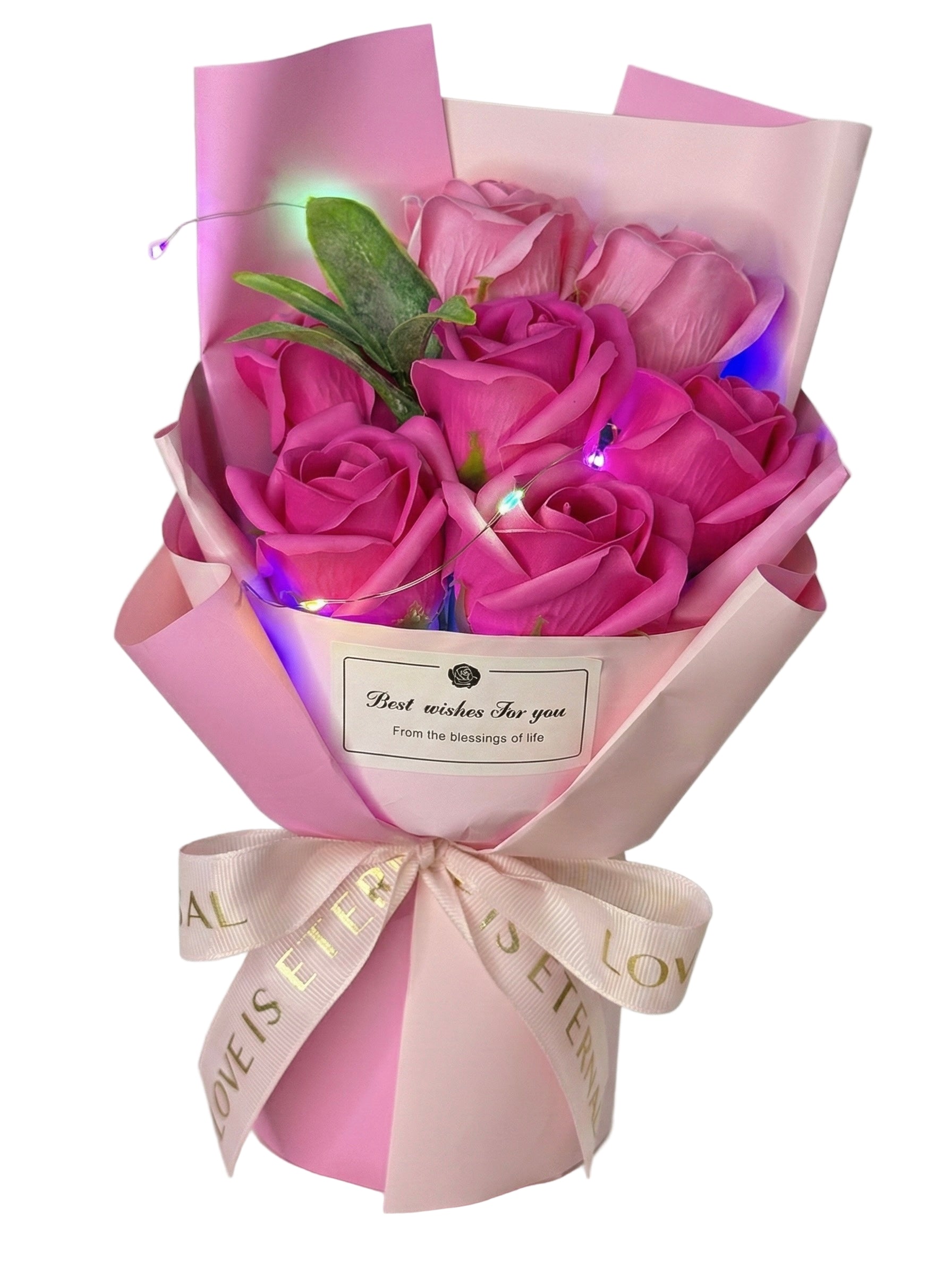 Bouquet de 7 Roses Éternel Artificielle – Lumières LED - 4 coloris
