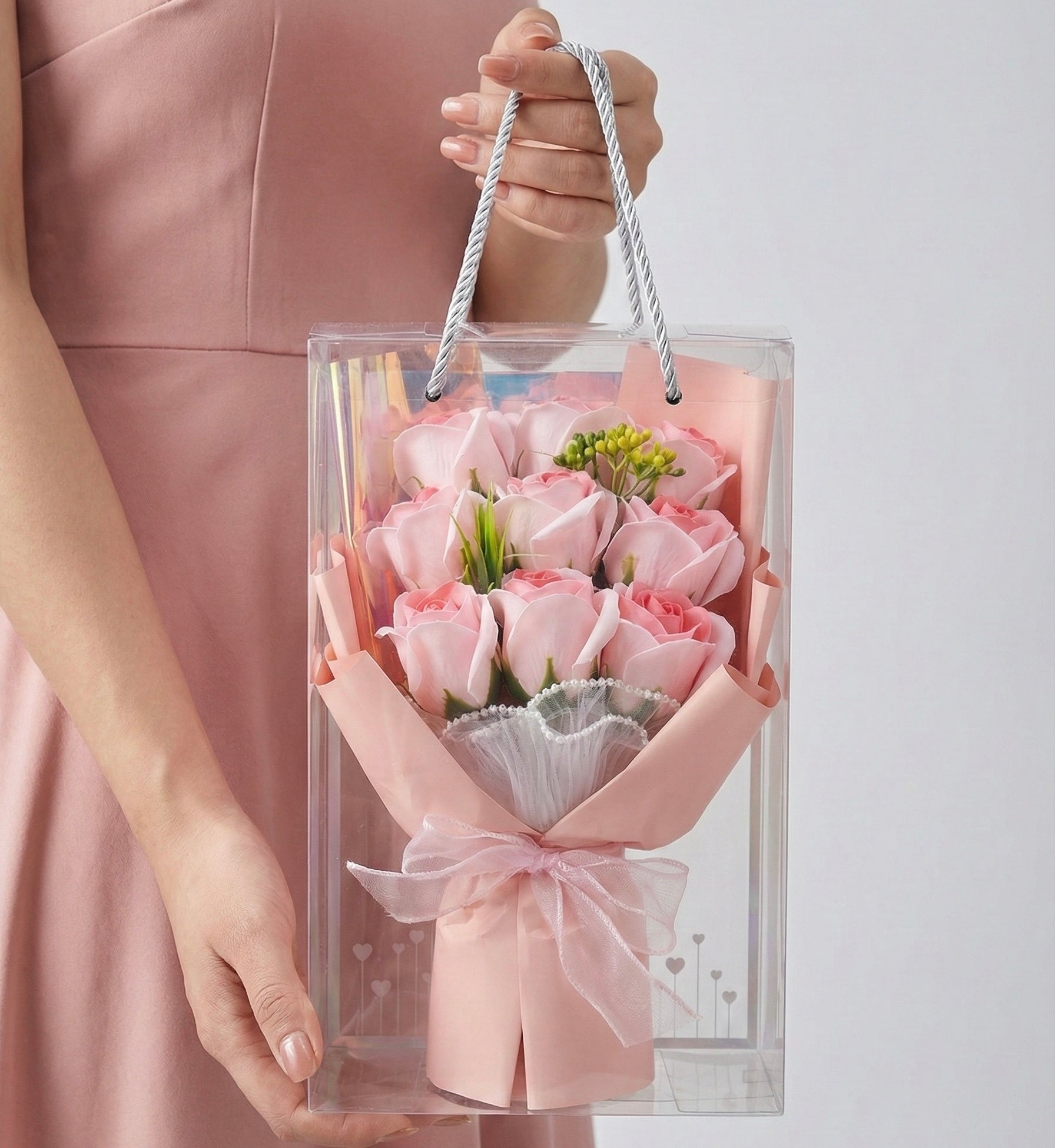 Bouquet de 9 Roses Éternel Artificielle – Lumières LED - 3 coloris