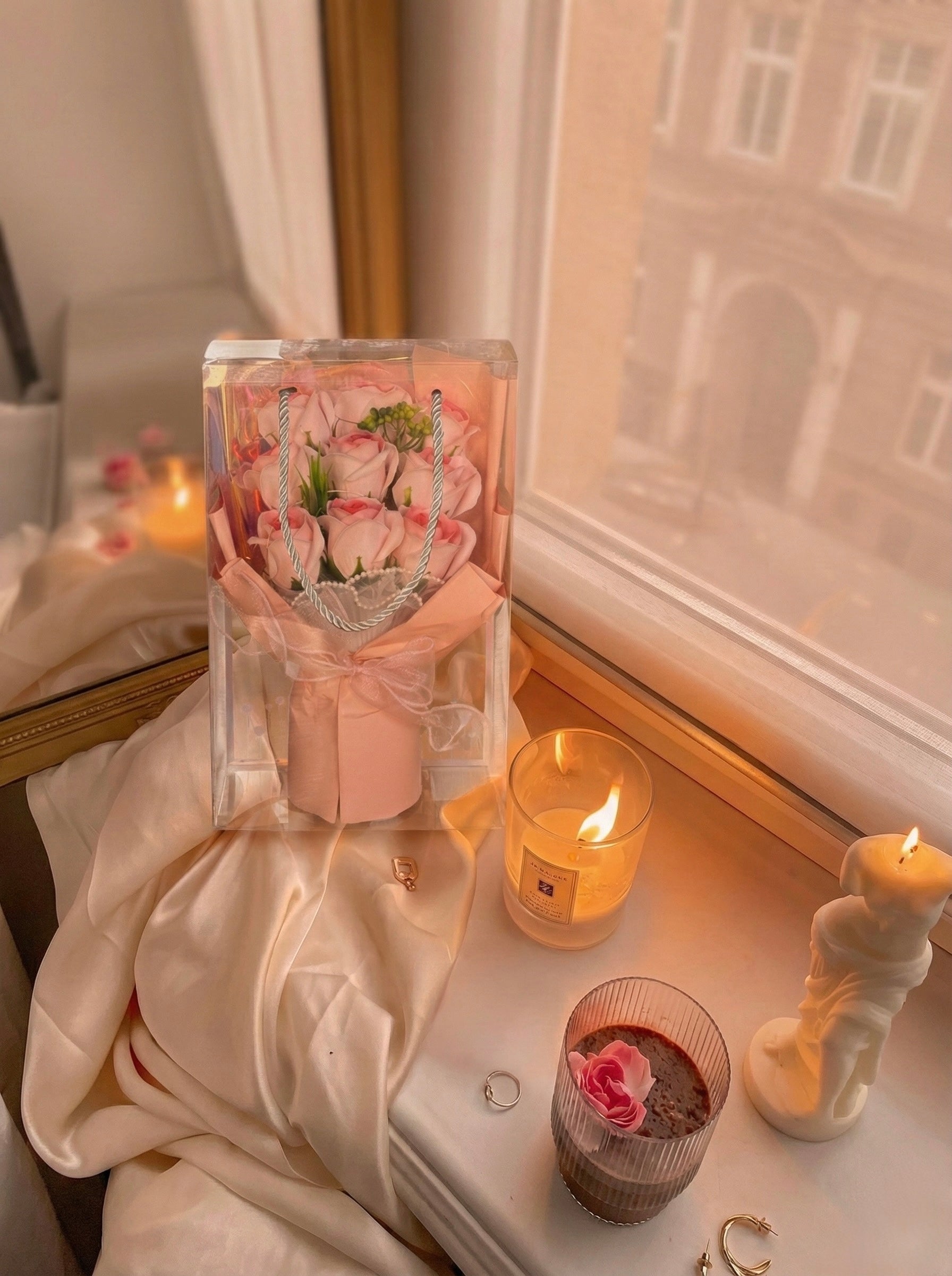 Bouquet de 9 Roses Éternel Artificielle – Lumières LED - 3 coloris