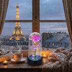 Rose Artificielle sous Cloche LED – Effet Holographique