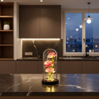 Trio de Roses Artificielles sous Cloche Lumineuse LED