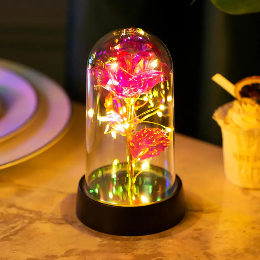 Rose Éternelle sous Cloche – Amour Lumineux