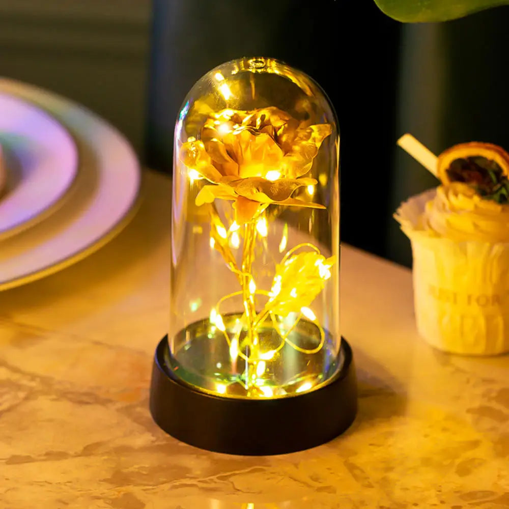 Rose Éternelle sous Cloche – Amour Lumineux