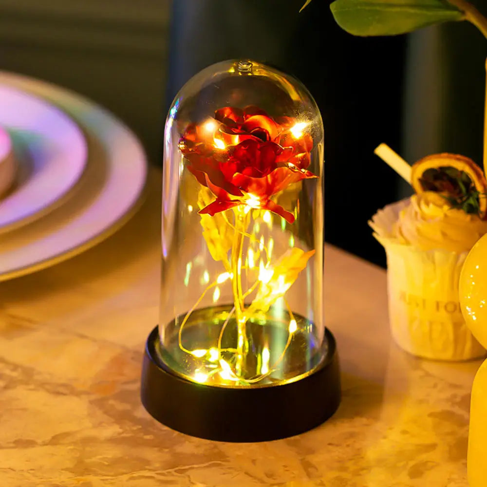 Rose Éternelle sous Cloche – Amour Lumineux