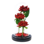 Trio de Roses Artificielles sous Cloche Lumineuse LED